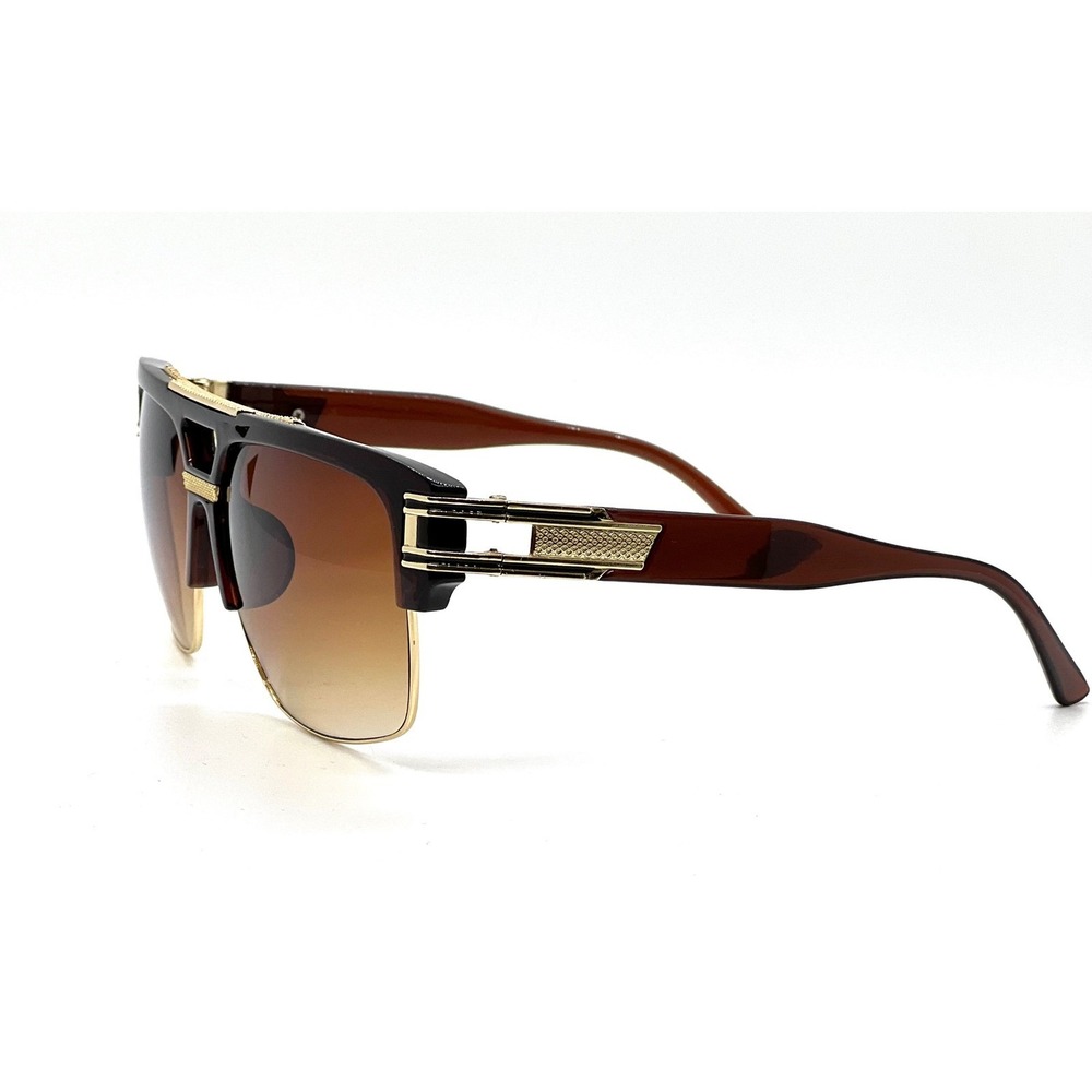 Brown Gold Ombre Lens Sunglasses Square Flat Top Fashion Sun Glasses Men Women - Picture 6 of 8